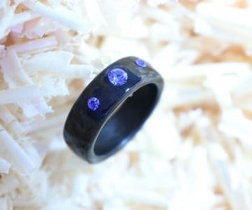 Makassar-/Ebenholz mit 3 Swarovski Kristallen Sapphire