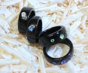 Makassar-/Ebenholz mit Swarovski Kristallen