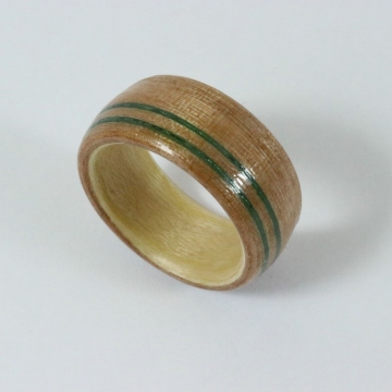 Holzring Ahorn/Kirsch mit 2 grünen Farbstreifen